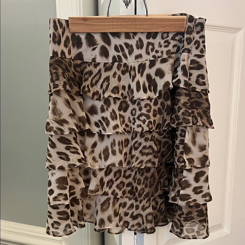 Talbots Animal Print Ruffle Mini Skirt
